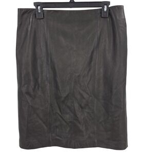 Talbots Skirt Women 10‎ Black Leather Pencil Knee Length Lined Office Siren Work